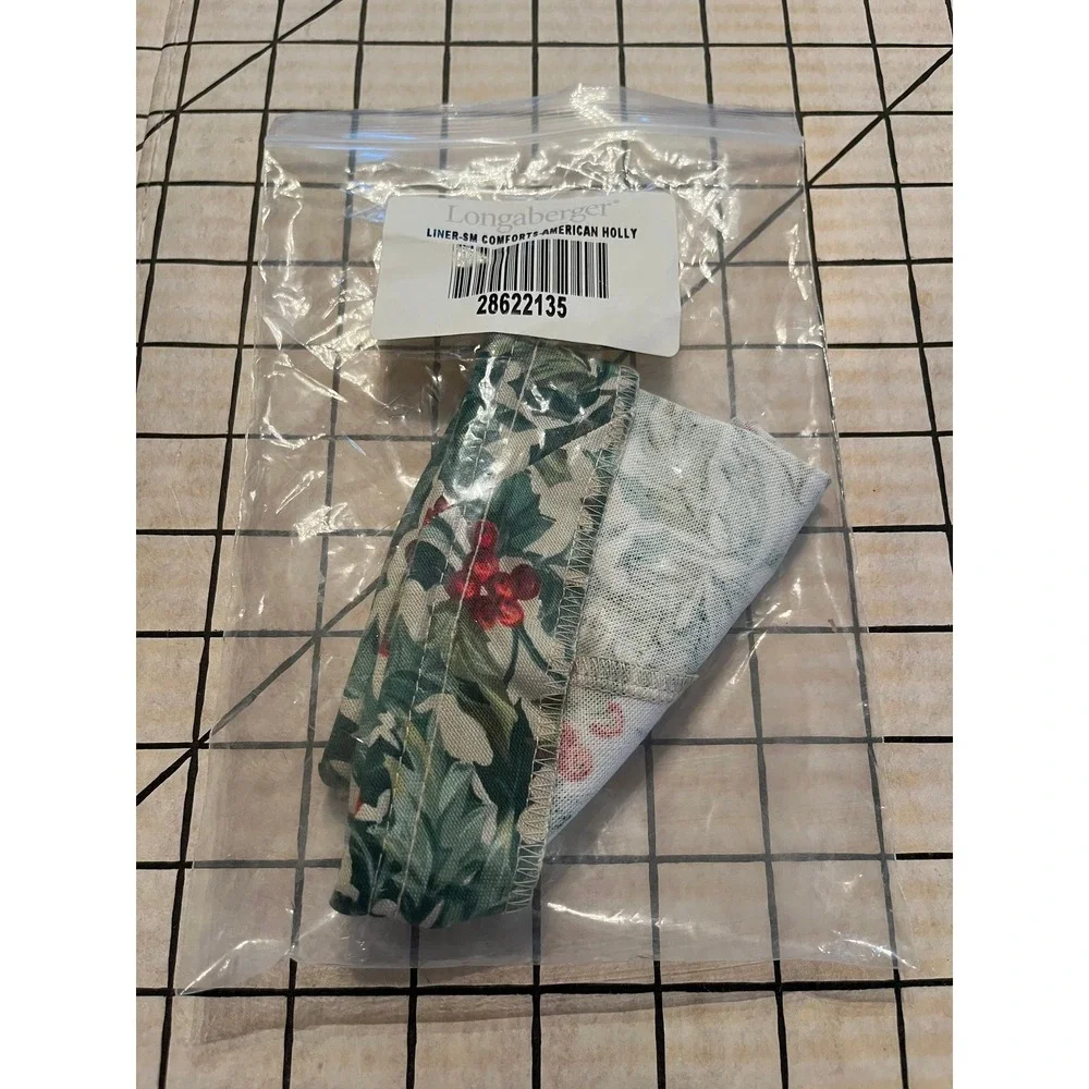 Longaberger American Holly Fabric Basket Liner - Small Comforts Basket
